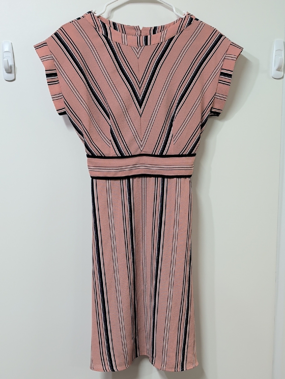 Monteau Coral Navy Stripe Mini Dress Size Medium